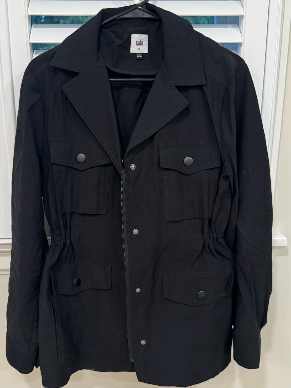 NWOT Women’s CAbi Black Military Field Jacket with Snap Pockets